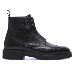 Henry Stevens Herren Boot Winston Full-Brogue Schwarz