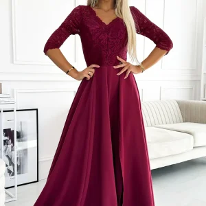 Elegantes Maxi-Abendkleid mit Spitzenoberteil